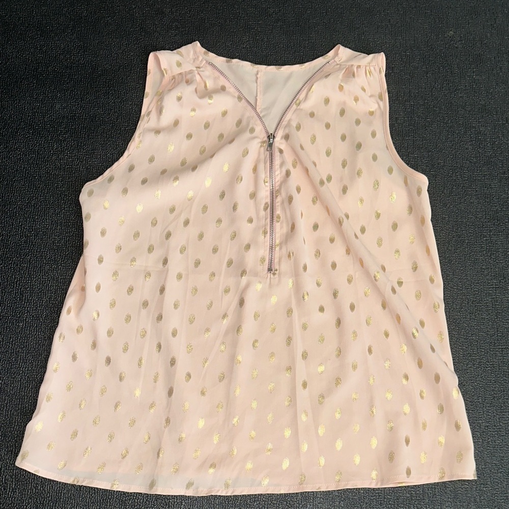 Pink and Gold Polka Dot Sleeveless Top